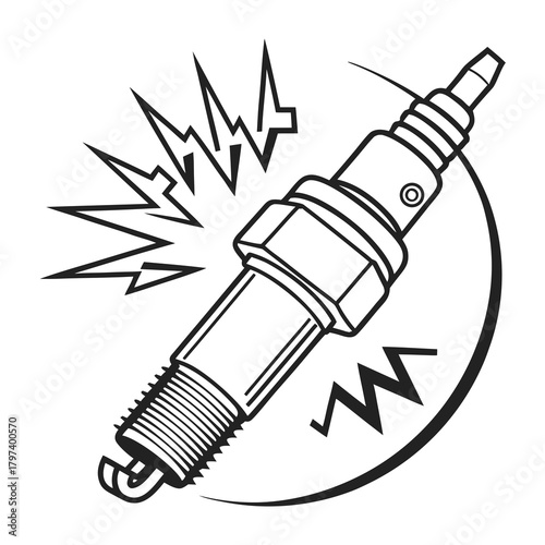 Detailed illustration of a spark plug, a vital part of internal combustion engines, the design highlights its role in ignition and power generation