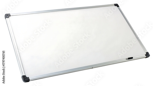 Empty whiteboard or magnetic dry erase board, isolated on white background. AI GENERATED.