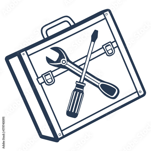Illustration of a toolbox with tools, essential equipment for repair and maintenance tasks