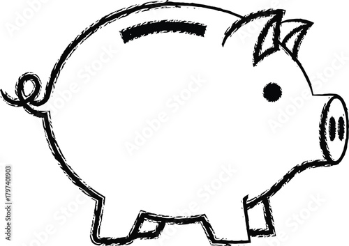 Piggy bank illustration savings investment financial planning concept eps silhouette