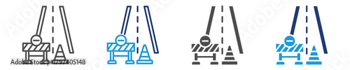 road construction icon set multiple style