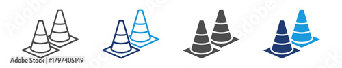 traffic cone icon set multiple style