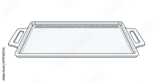 A rectangular white serving tray with handles on each side for easy carrying and serving.