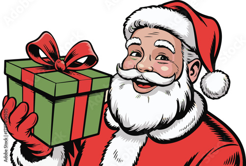Santa Claus Giving Holiday Gift
