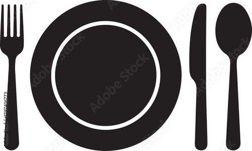 Minimalist Dinnerware Place Setting Graphic