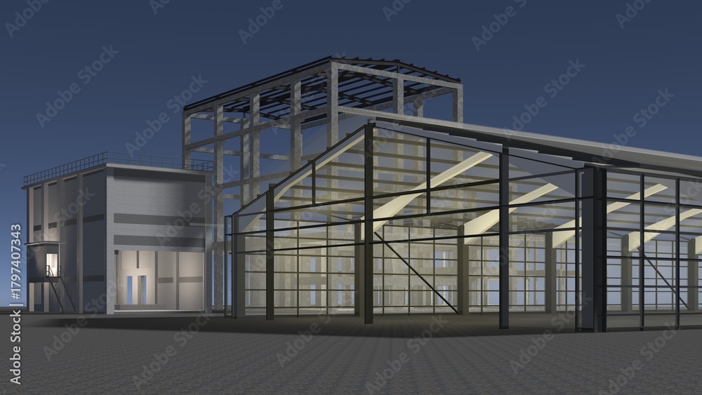 Fototapeta premium 3D illustration of industrial project