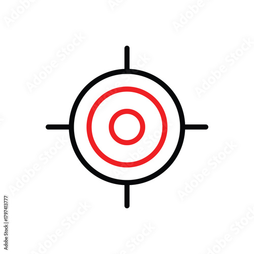 Target Reticle with Red Circles and Black Crosshairs Keywords: target, reticle, crosshairs