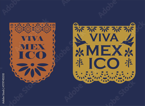 Papel Picado collection with paper cutouts, floral and bird template designs for Cinco de Mayo.