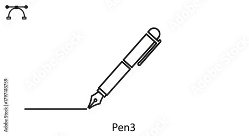 Vector Fountain Pen Writing Icon Graphic Design Tool Symbol