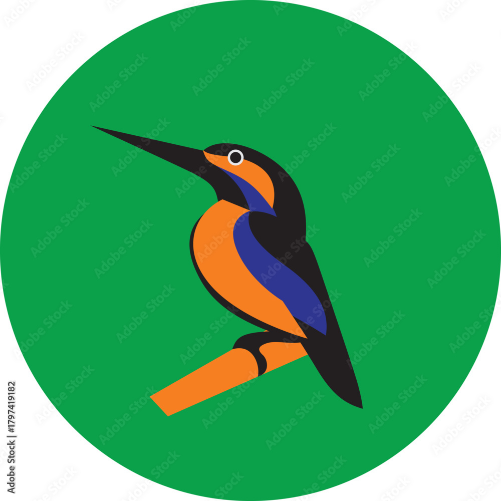 Fototapeta premium Kingfisher bird perched on a branch vector