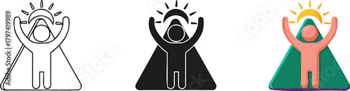 Abstract illustration of a person reaching for the sun