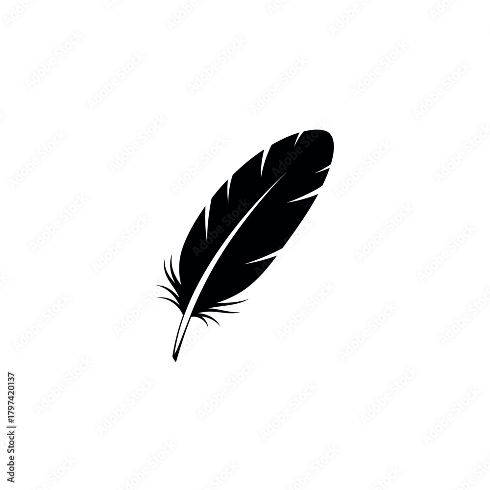 Fototapeta premium Simple Feather Icon Silhouette
