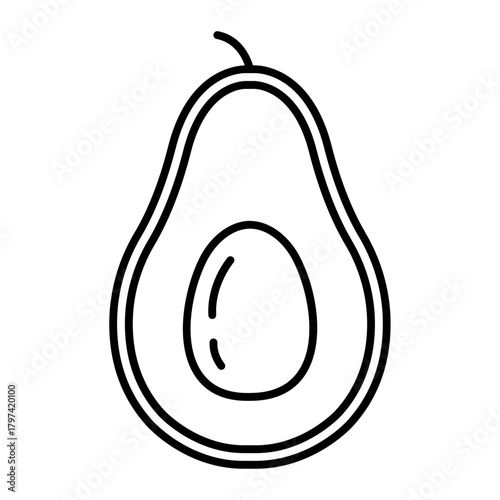 Halved Avocado Outline Icon