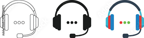 Headset icon set for customer service and communication