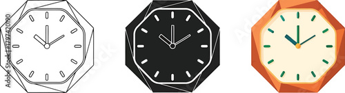 Geometric Wall Clock Set with Black and White Versions