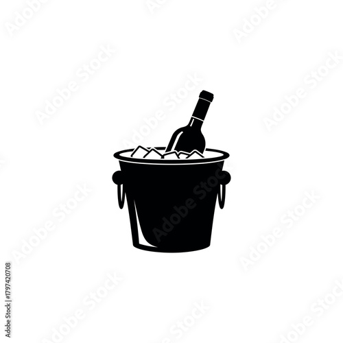 Wine Bottle in Cooler Bucket Silhouette