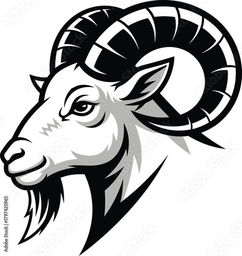 Goat head vector illustration mascot logo design animal horned mammal eps silhouette