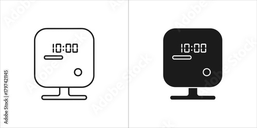 Digital clock showing 1000 in outline and solid black versions