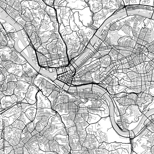 Pittsburgh City Map this minimalist features a clean white silhouette of a building its blueprint like form composed of structured geometric lines begin of sentence, emphasizing refined linework.