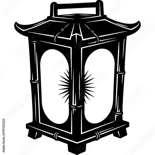 Vintage Woodcut Style Lantern Vector Illustration for United Arab Emirates National Day. Traditional Arabic Festival or Celebration Element.