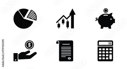 Finance Business Accounting Icons Set Chart Saving Calculator Concept