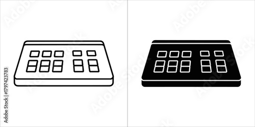 Two icons of a digital scale, one outlined and one filled