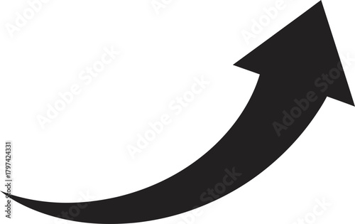 Arrow pointing up icon vector illustration curved growth direction sign eps silhouette