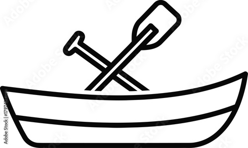 Rowboat clip art vector illustration of boat with oars isolated design eps silhouette
