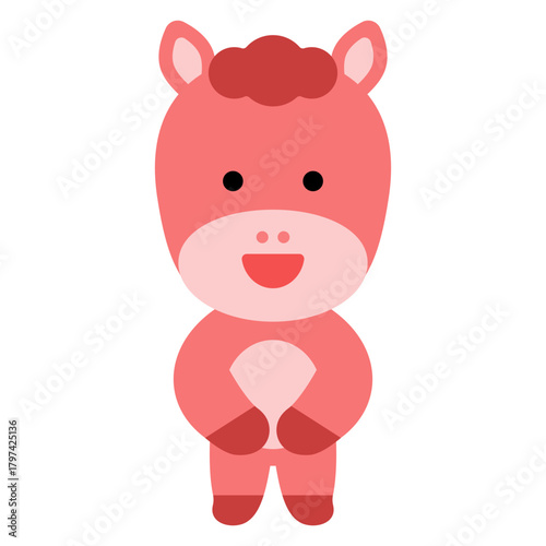 인사하는 붉은 말 캐릭터 일러스트