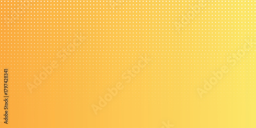 Yellow orange halftone pattern. Retro comic gradient background. Square pixilated dot cartoon texture. Pop art faded gradient pattern