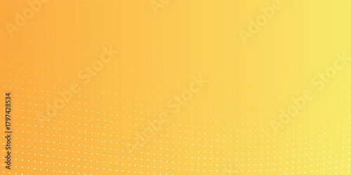 Yellow orange halftone pattern. Retro comic gradient background. Square pixilated dot cartoon texture. Pop art faded gradient pattern