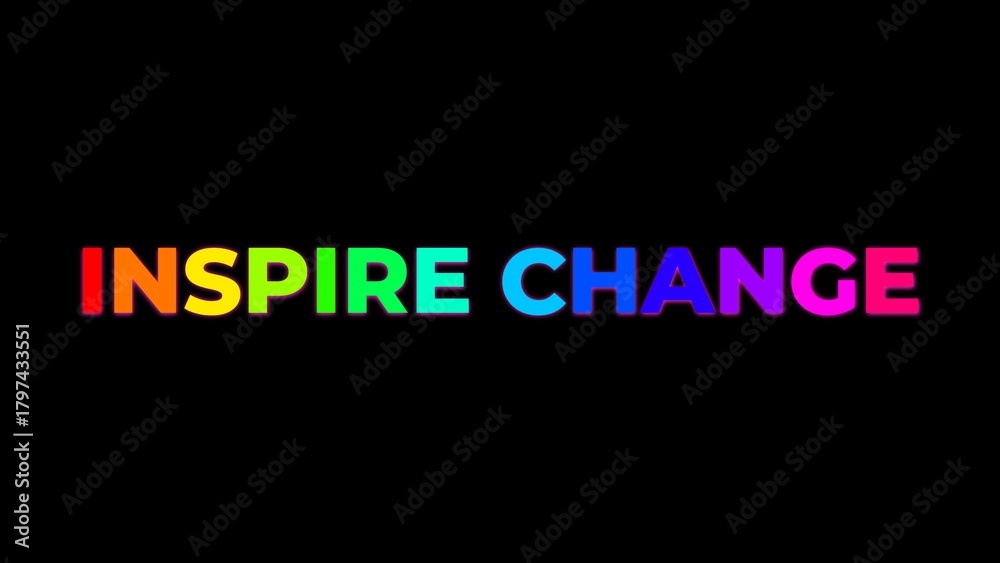 Fototapeta premium inspire change words with rainbow colored letters on a black background