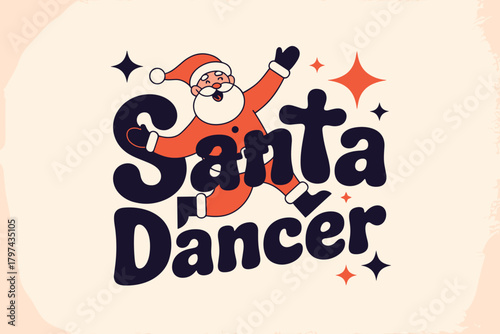 Cheerful Santa Dancer Spreading Holiday Joy with Festive Colors and Playful Design
