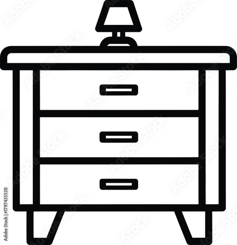 Nightstand with lamp furniture outline bedroom side table drawing icon eps silhouette