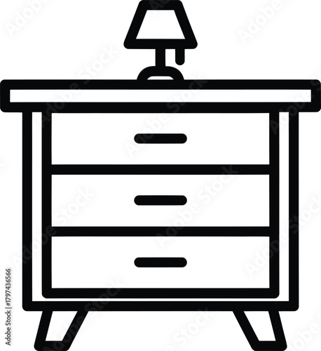 Nightstand with lamp vector icon bedroom furniture minimalist outline eps silhouette