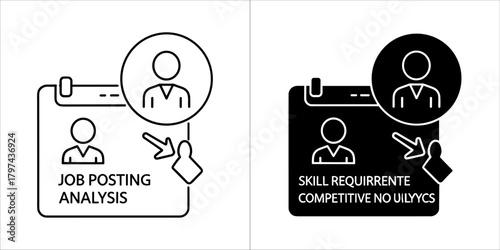 Job posting analysis and skill requirement comparison with user icons and pointer