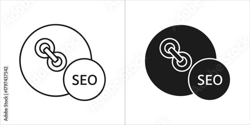 Seo icon with link symbol and text