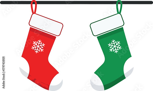  Pair of Christmas stockings hanging illustration