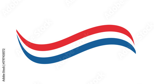 Classic Red White Blue Wavy Stripe Graphic Element.