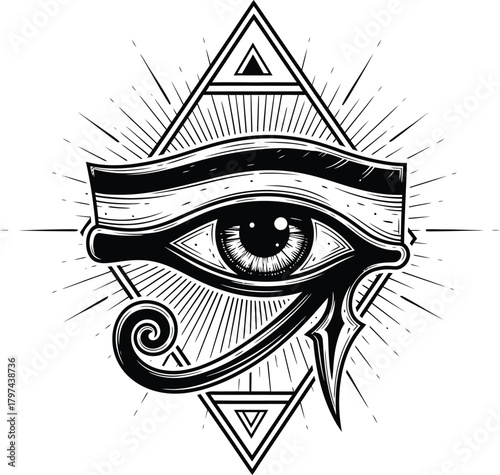 Eye of horus egyptian symbol vector illustration black and white art eps silhouette
