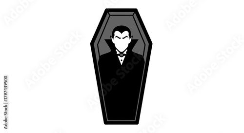Stylized Vampire Figure Inside a Coffin Silhouette.