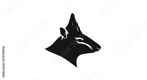 Bold black white animal head silhouette logo vector illustration