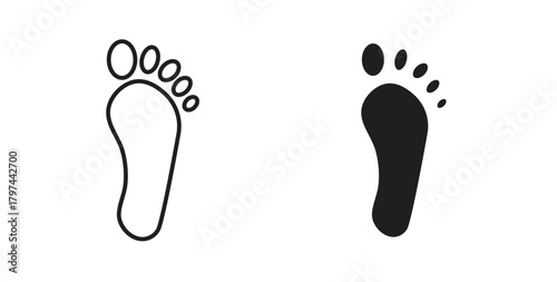 Footprint icons set. Simple line vector illustration