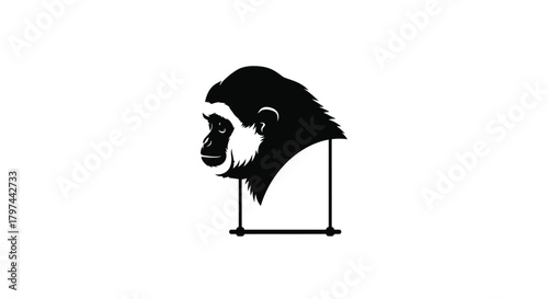 Chimpanzee head silhouette logo vector illustration