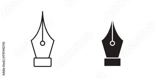 Fountain pen icons set. Simple line vector illustration