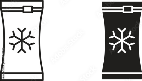 Frozen food bag icons set. Simple line vector illustration