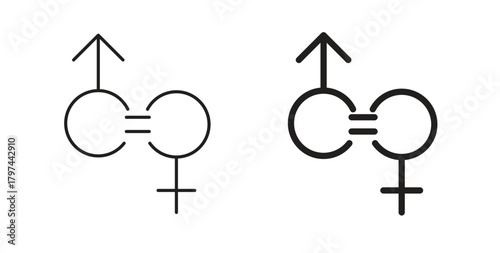 Gender equality icons set. Simple line vector illustration