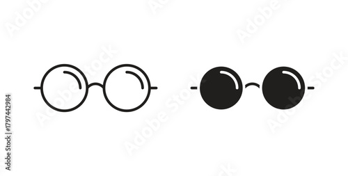 Glasses icons set. Simple line vector illustration