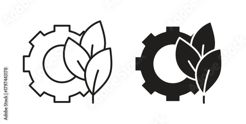 Green technology icons set. Simple line vector illustration
