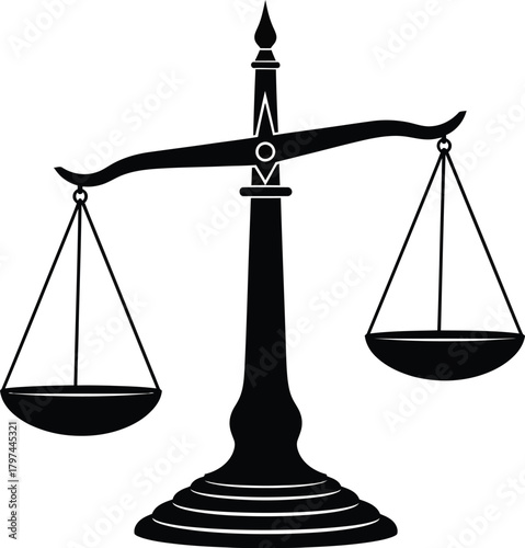 Justice scales law legal balance symbol court equality fairness icon vector eps silhouette